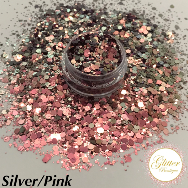 Glitter Boutique - Chameleon Silver/Pink Hexagon - Creata Beauty - Professional Beauty Products