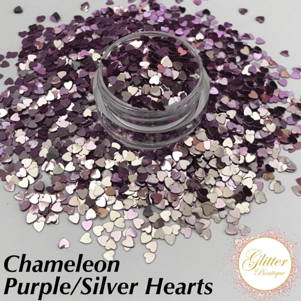 Glitter Boutique - Chameleon Purple/Silver Hearts - Creata Beauty - Professional Beauty Products