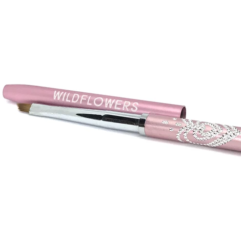 Wildflowers Brushes - Light Pink Angled One-Stroke Brush with Lid - Creata Beauty - Professional Beauty Products