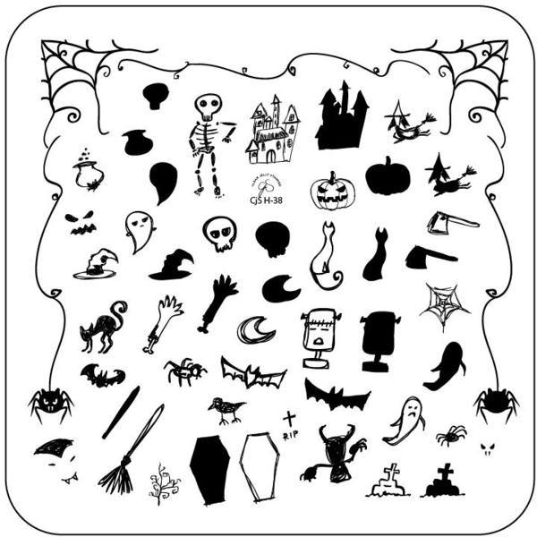 Clear Jelly Stamper Plate Small - Haunted Doodle (CjS-H-38) *SEASONAL* - Creata Beauty - Professional Beauty Products