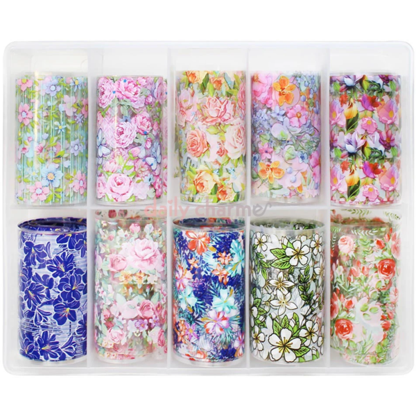 Daily Charme Nail Art Foil Paper Set - Spring Flowers - Creata Beauty - Professional Beauty Products
