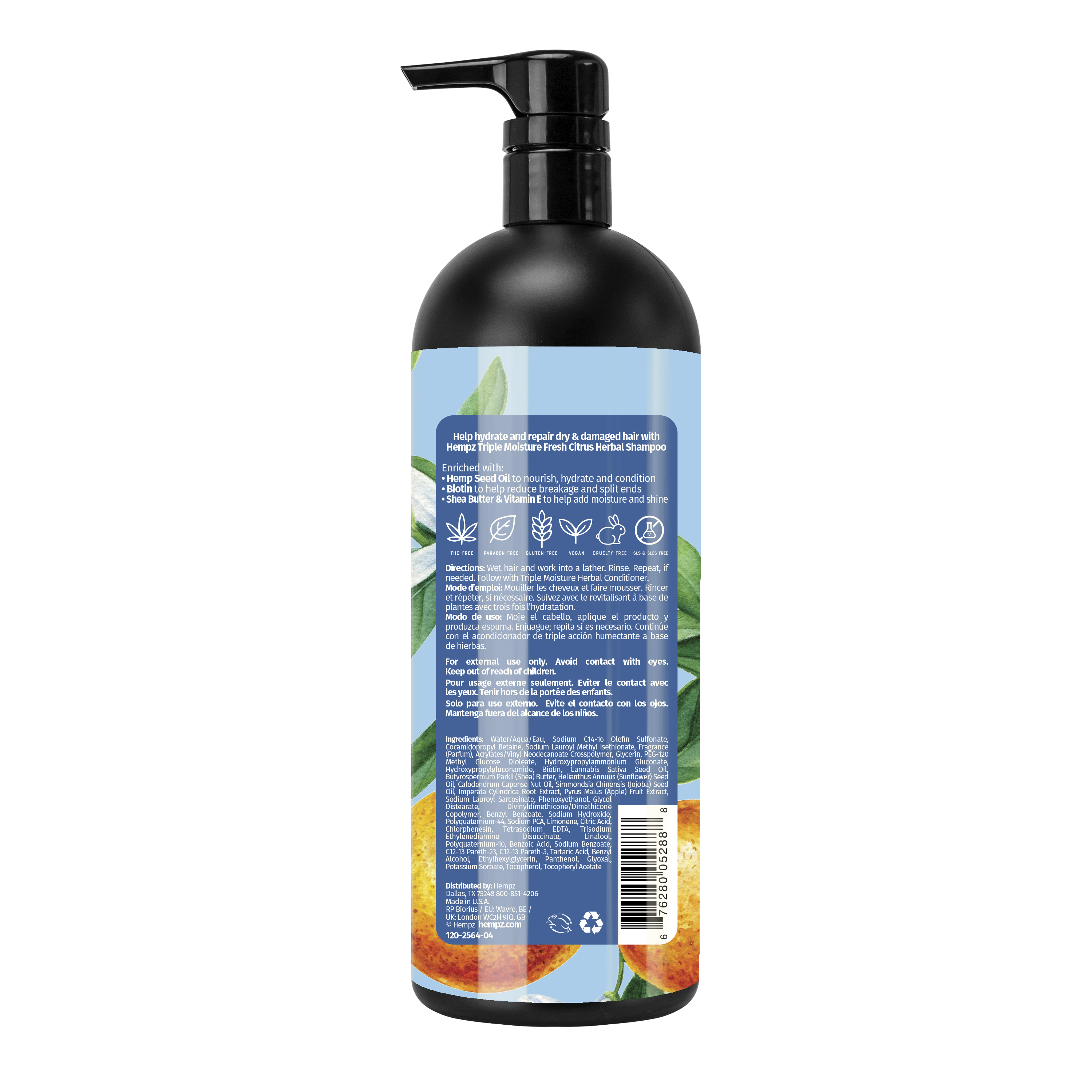Hempz Triple Moisture Fresh Citrus Herbal Shampoo - Creata Beauty - Professional Beauty Products