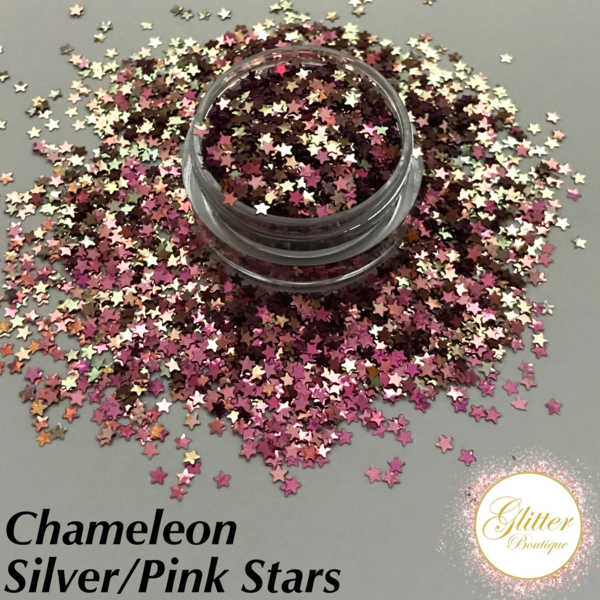 Glitter Boutique - Chameleon Silver/Pink Stars - Creata Beauty - Professional Beauty Products