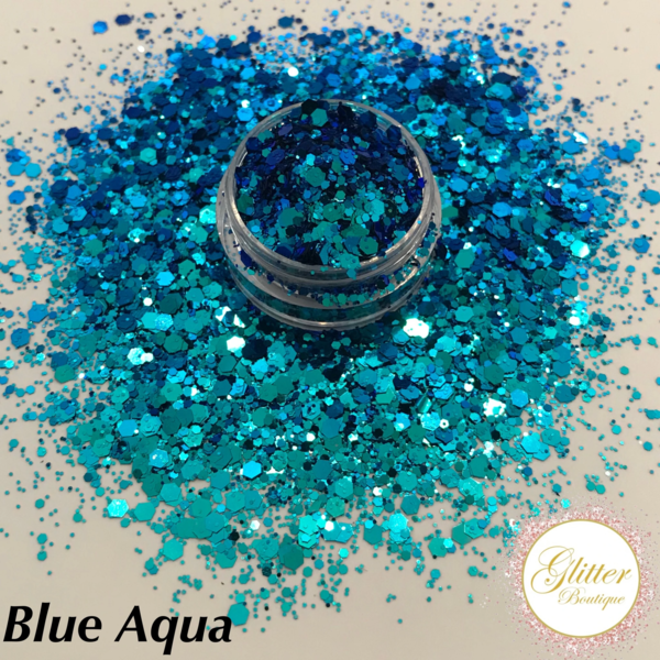Glitter Boutique - Chameleon Blue/Aqua Hexagon - Creata Beauty - Professional Beauty Products