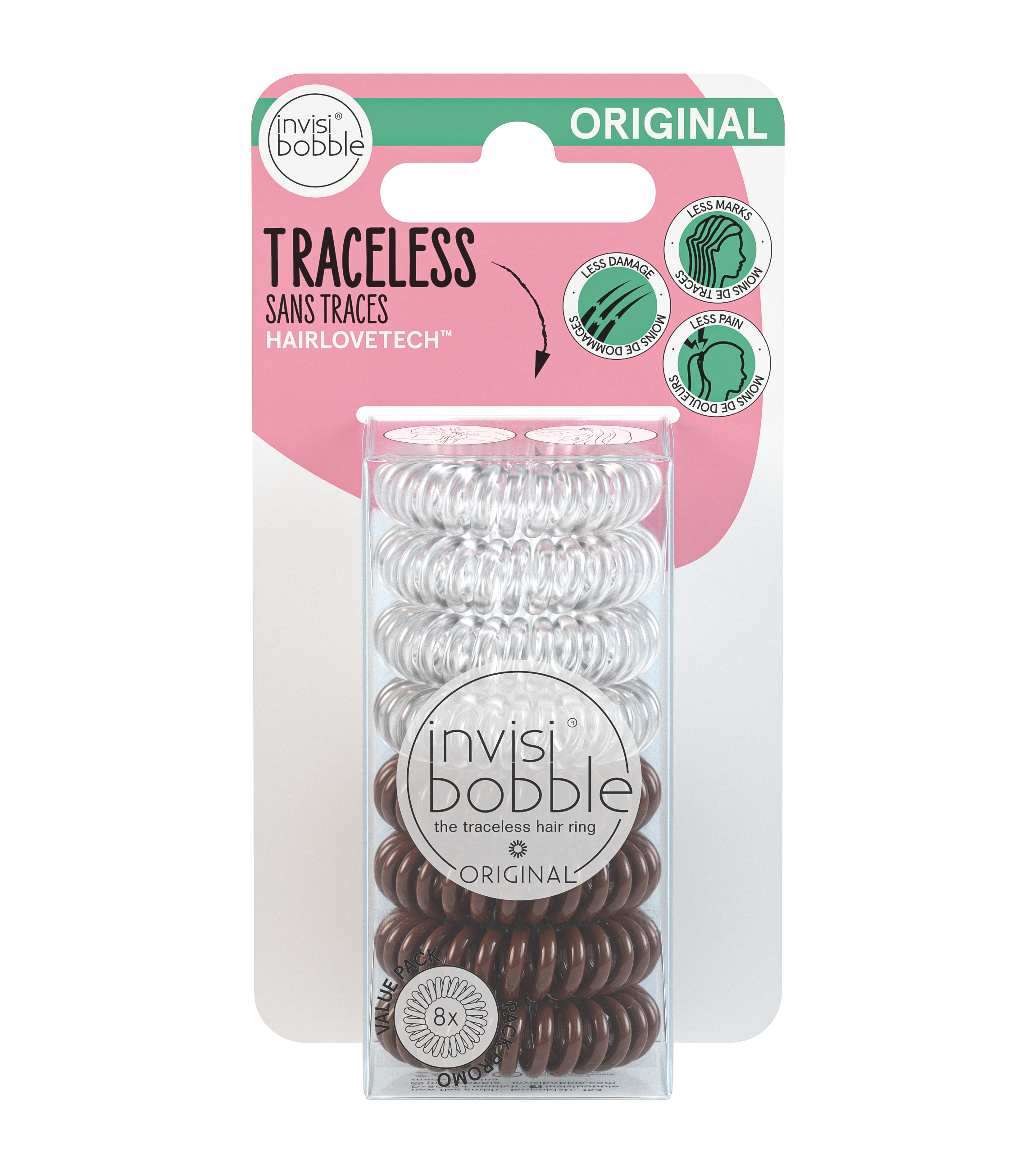 Invisibobble - Clear / Pretzel Brown Multipack 8pc - Creata Beauty - Professional Beauty Products