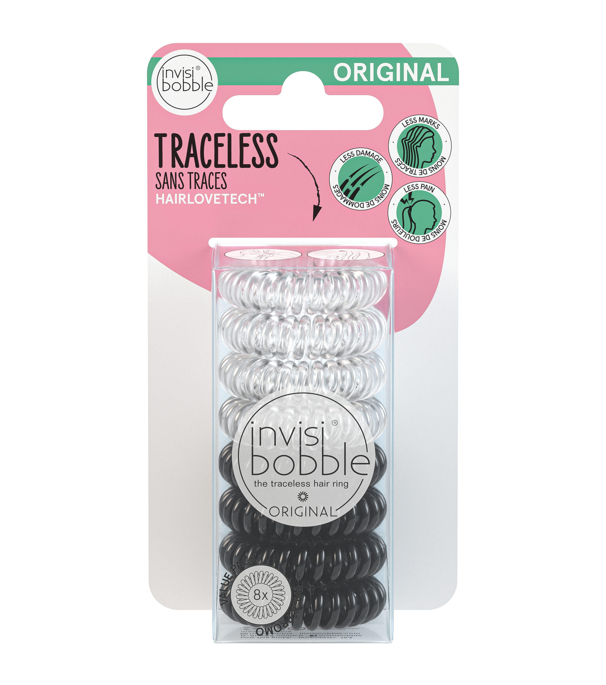 Invisibobble - Clear / True Black Multipack 8pc - Creata Beauty - Professional Beauty Products