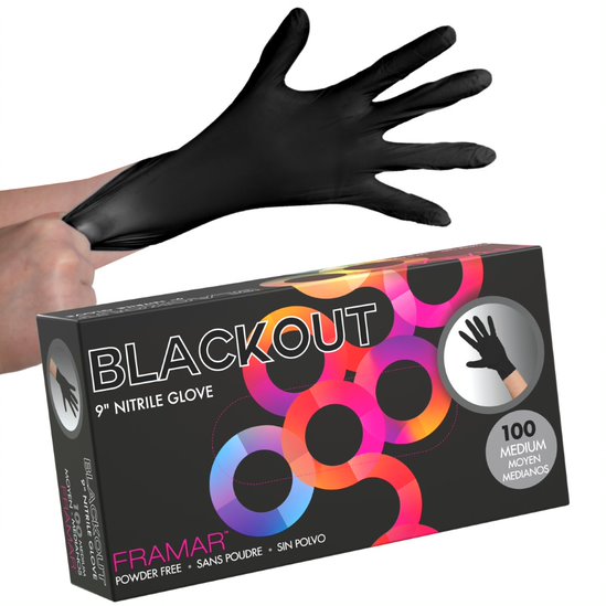 Framar Gloves - BLACKOUT 9" (Nitrile) - Medium - Creata Beauty - Professional Beauty Products