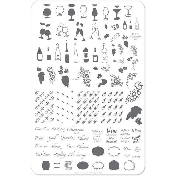 Clear Jelly Stamper Plate Large - A Friend With Wine (CjS LC-20) - Creata Beauty - Professional Beauty Products