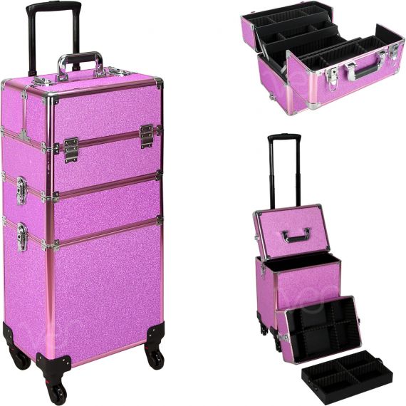 VER Beauty - Magenta Glitter Rolling Case - Creata Beauty - Professional Beauty Products